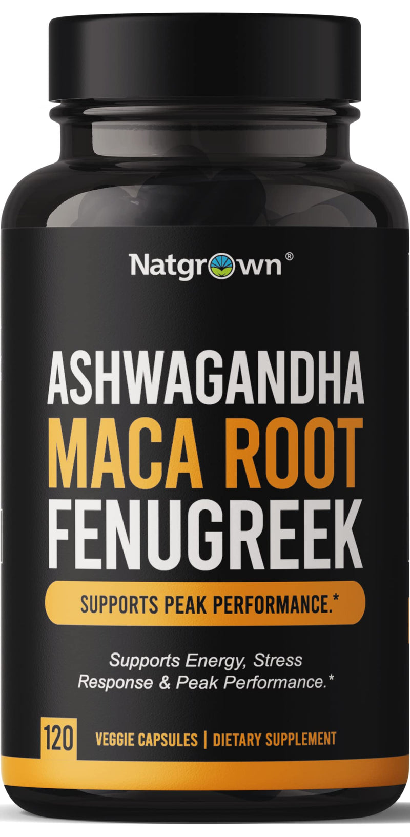 [Australia] - Natgrown Ashwagandha Maca Root Fenugreek Extract Capsules Supplement for Men & Women - Vegan Pills - (120 Count) 120 Count (Pack of 1) 