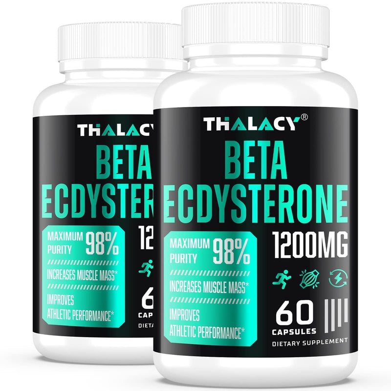 [Australia] - 1200MG Beta Ecdysterone Supplement, 98% Maximum Purity Ecdysterone Supplements for Lean Muscle Mass, Athletic Performance & Strength, 120 Capsules 60 Count (Pack of 2) 