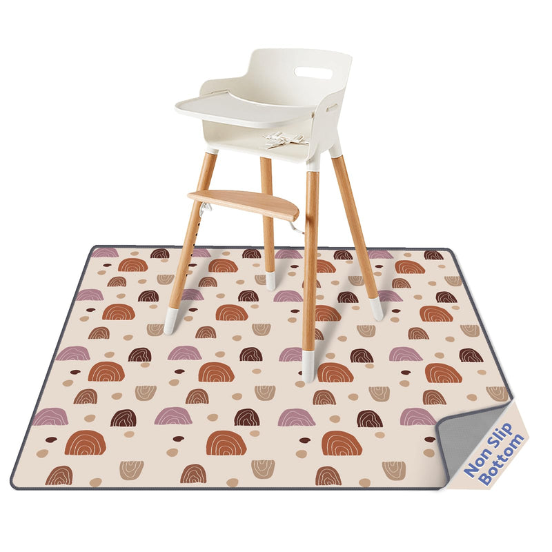 [Australia] - Blissful Diary Baby Splat Mat for Under High Chair, 51 x 51 Inch Boho Splash, Waterproof and Washable Spill Mat, Anti-Slip Floor Protector Boho Rainbow 