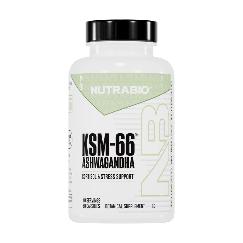 [Australia] - NutraBio Ashwagandha KSM-66 | Ashwaganda Herbal Supplement for Stress, Mood, & Performance | 600 MG of Clinically Studied KSM66 60 Capsules 60 Count (Pack of 1) 