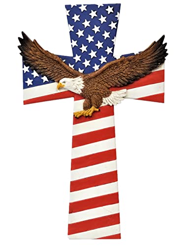 American Flag Bald Eagle Patriotic Wall Cross - Spiritual Faith Wall Decor