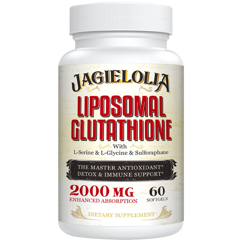 [Australia] - Liposomal Glutathione 2000 mg with L-Serine, L-Glycine & Sulforaphane – Active L-Glutathione Unique Formulation to Enhance Absorption - Master Antioxidant, Detoxifying & Immune | 60 Softgels 60 Count (Pack of 1) 