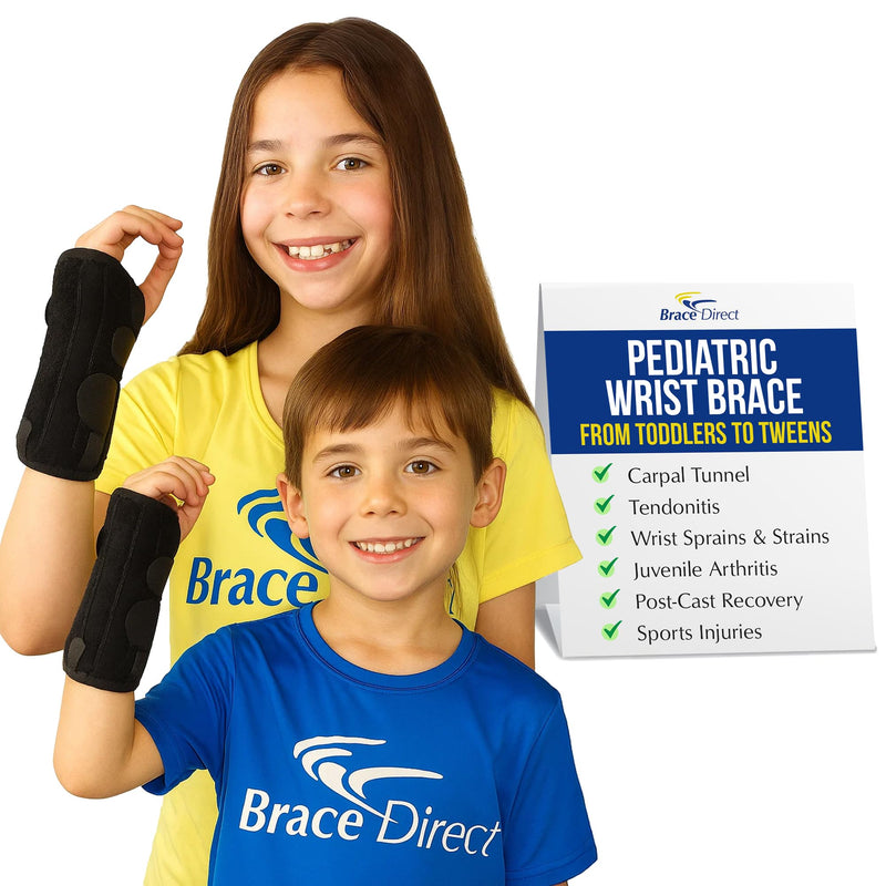 Brace Direct Pediatric Wrist Brace - Young Kids Splint for Carpal Tunnel, Tendonitis, Sprains & Injuries - 6" Lace Up Design (Left Hand) Left 6"