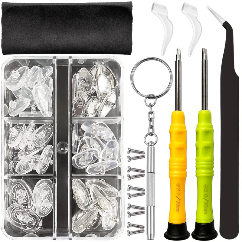 [Australia] - Eyeglass Nose Pads, GOTOBA 22 Pairs Screw-in Eyeglasses Nose Pads, Upgraded Glasses Nose Pad Replacement Kit with Eyeglass Screwdriver, Tweezers, Glasses Cloth, Small Screws. 