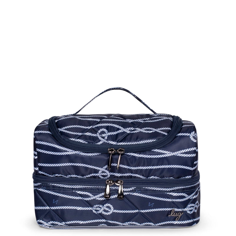 Lug Stowaway Cosmetic Case, NAVY NAUTICAL - Spacious Travel Toiletry Bag with Wipeable Bottom and Exterior Pockets