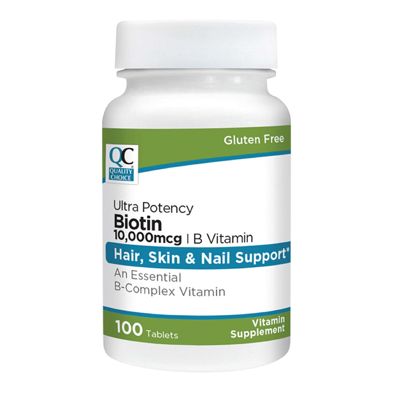 Quality Choice Biotin 10,000 mcg + B Tablets 100 Count Ultra Potency Nail, Skin, & Hair Support 1