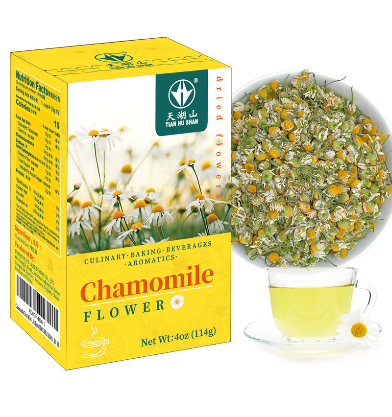 [Australia] - TIAN HU SHAN Chamomile Flowers Herbal Tea, Chamomile Tea Loose Leaf, Fresh and Sweet, Clean without Impurities, 4 Ounce (Pack of 1) 4 Ounce (Pack of 1) 