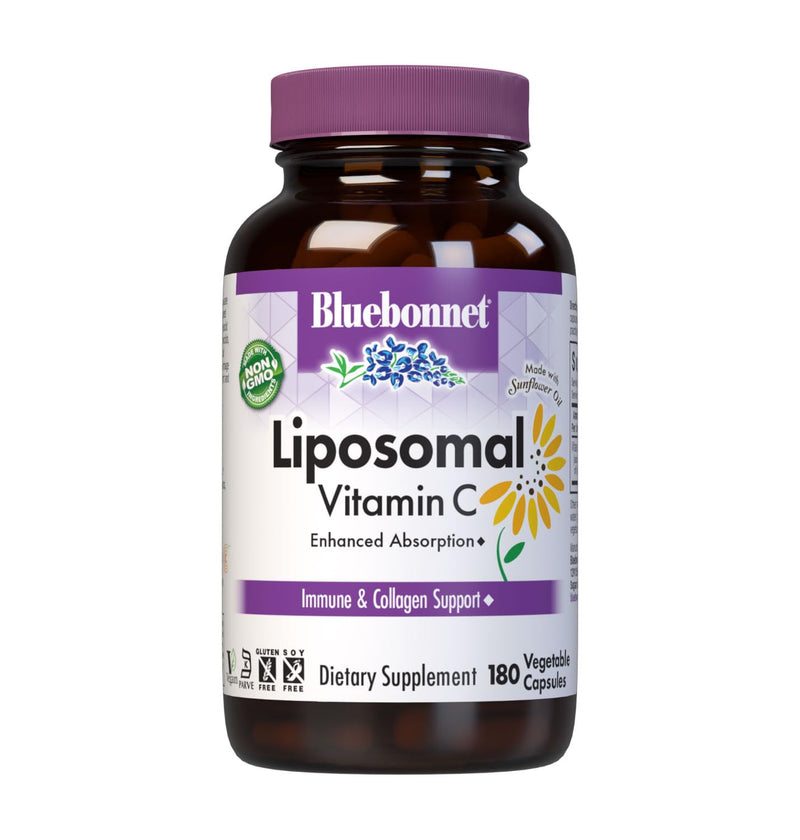 BlueBonnet Nutrition Liposomal Vitamin C 1000 mg, 180 Vegetable Capsules | Immune & Joint Comfort; Non-GMO, Vegan, Kosher, Gluten-Free, Soy-Free 180 Count (Pack of 1)