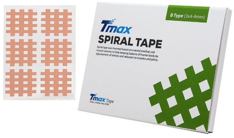 Tmax Waterproof Spiral Cross Kinesiology Tape to Acupuncture Point,1 Box of 20 Sheets (B Type-Beige,120 Stickers) B Type-beige,120 Stickers
