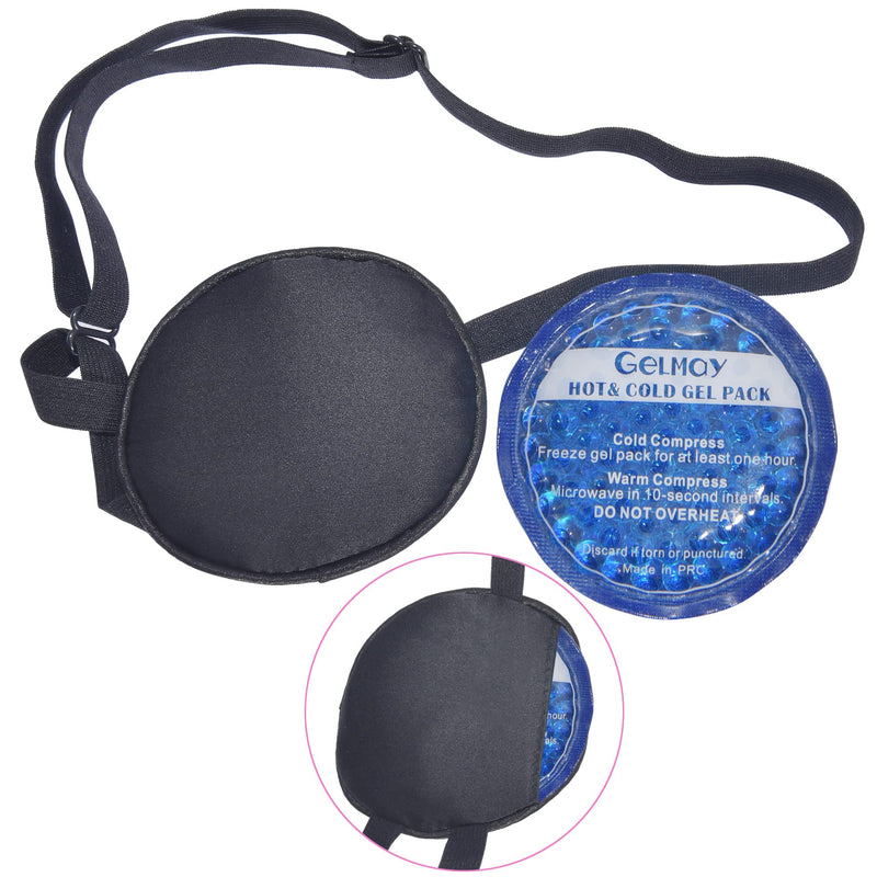 [Australia] - Pure Silk Cooling Eye Patches for Puffy Eyes Ice Eye Mask Cover Medical Single Eye Patch Cold Hot Therapy Strabismus Lazy Eye Bags After Surgery Pirate One Eyepatch Adult Kid (Black-New) Black-new 