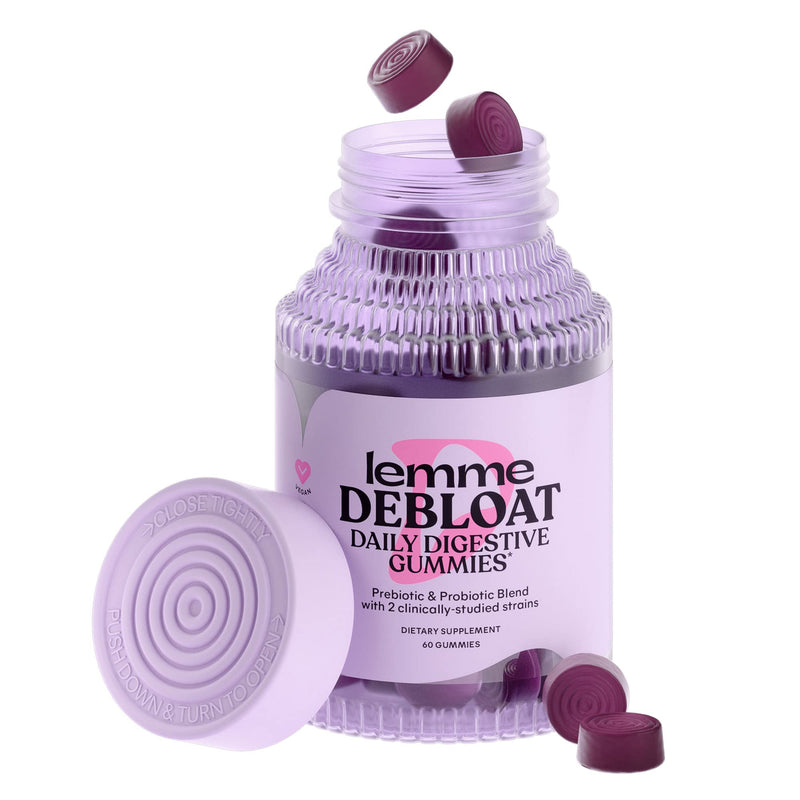 [Australia] - Lemme Debloat - Digestive & Gut Health Gummies with 2 Clinically Studied Probiotics & Prebiotic, 3 Billion CFUs - Vegan, Gluten Free, Non GMO, BlackBerry Flavor (60 Count) 60 Count (Pack of 1) 