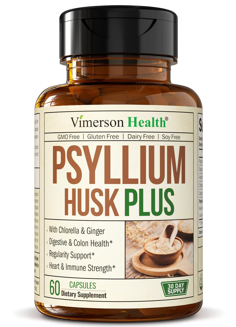 [Australia] - Psyllium Husk Powder Capsules. Fiber Supplement for Digestive, Colon & Gut Health - Dietary Fiber Pills Help Keep You Regular. Antioxidant & Energy Support for Men & Women. Vegan, Non-GMO. 60 Capsules 60 Count (Pack of 1) 