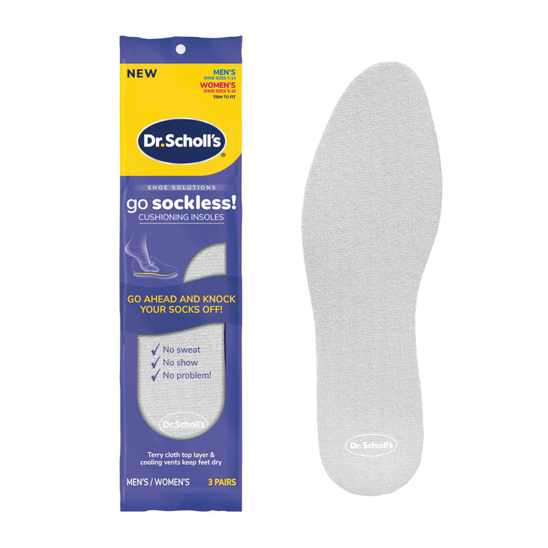 [Australia] - Dr. Scholl's Go Sockless! Cushioning Insoles, Unisex, 3 Pairs, Trim to Fit Inserts Shoe Insert 