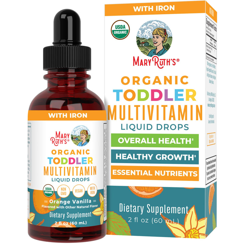 MARYRUTH'S Organic Toddler Multivitamin Drops with Iron,Vegan,30 Servings | Vegan, 30 Servings Toddler Multi + Iron