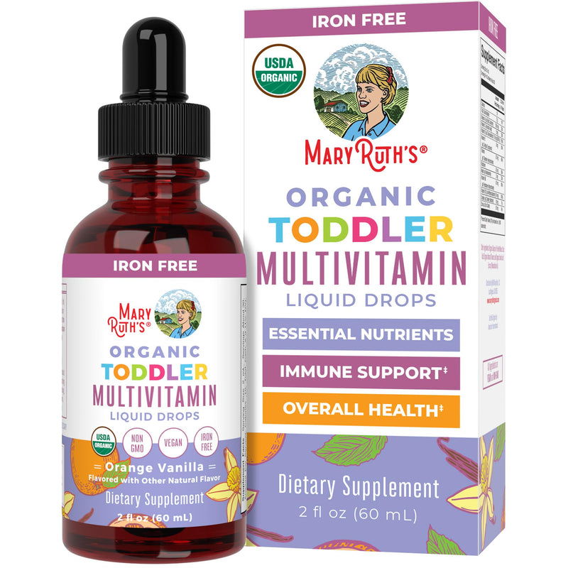 MaryRuth's Organic Toddler Multivitamin Drops,Vegan,Sugar Free,30 Servings | Vitamin A C D E B6 B12 Zinc, Healthy Growth Support, Immunity & Bone Health & Cognitive Function Toddler Multi