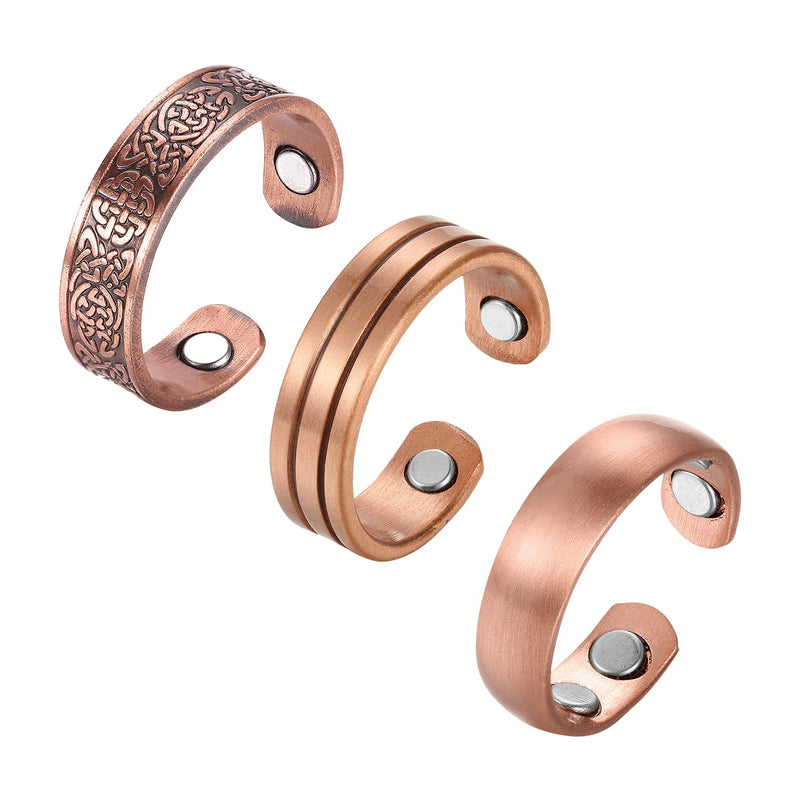 [Australia] - BioMag Magnetic Rings for Women Men, Copper Ring for Fingers Thumb Rings Solid Pure Copper Jewelry Gift (Set of 3) Ring D 