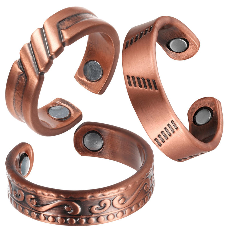 [Australia] - BioMag 3Pcs Lymphatic Drainage Copper Ring for Men Women, 99.99% Pure Copper Magnetic Rings, Jewelry Box Style A 