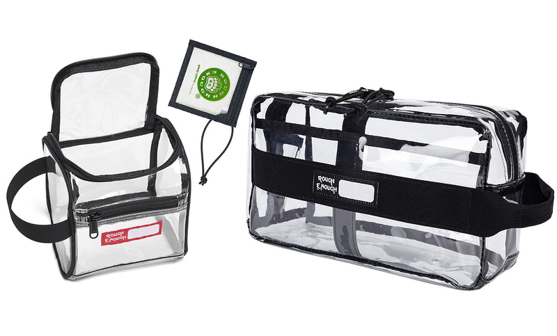 Rough Enough Clear Toiletry Bags for Traveling with Handles Toiletries Cosmetic Pouch Makeup Bags TSA Approved for Men and Women Travel