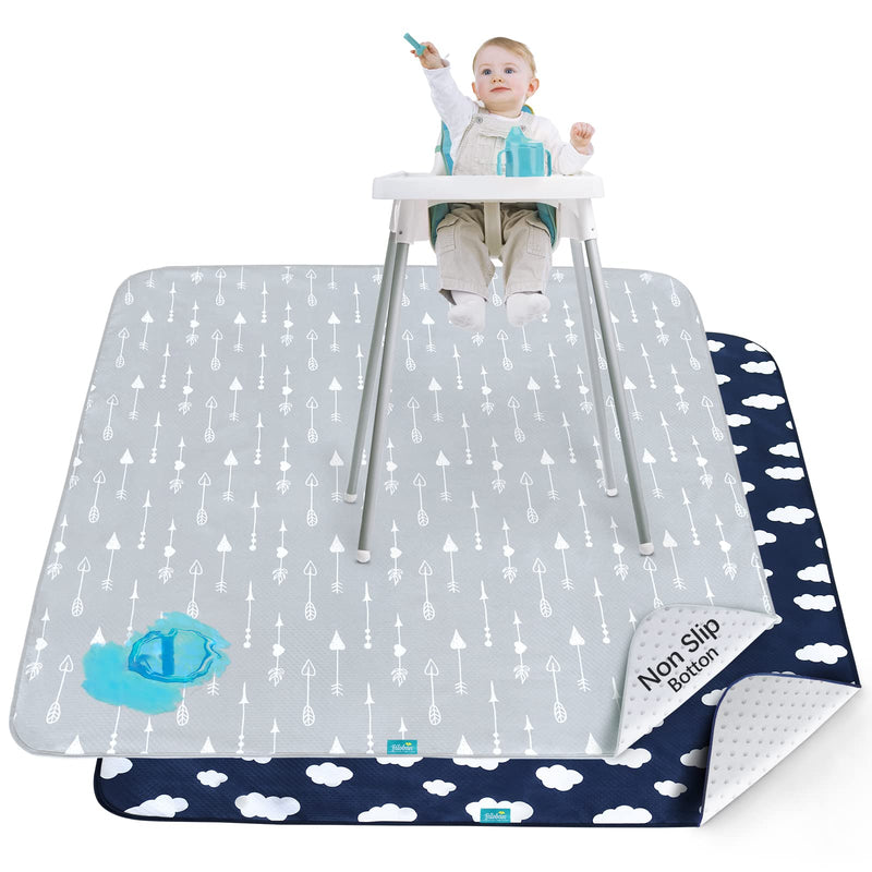 [Australia] - Splat Mat 2 Pack for Under High Chair & Arts & Crafts & Eating Mess, Waterproof Baby Playtime Anti-Slip Mat for Floor or Table, Reusable & Portable Splash Mat 42” ×46” Cloud & Arrow 42x46-inch 