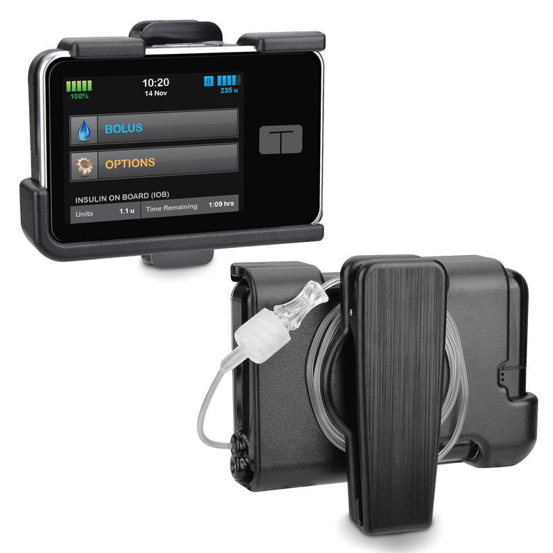 [Australia] - Tandem Tslim X2 Pump Case Accessories Smooth Comfortable Flexible Safe Convenient Insulin Pump Holder 360° Rotating Sturdy Belt Clip for t:Slim/t:Slim G4 (Black) Black 