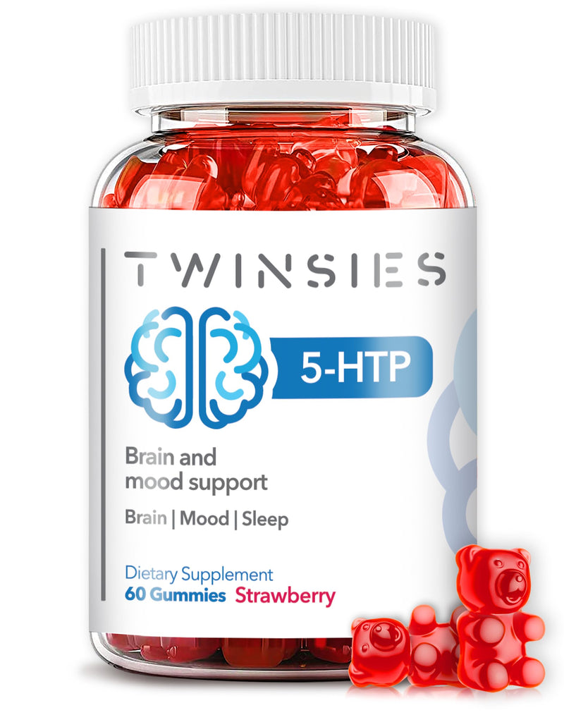 [Australia] - 5-HTP Gummies 200mg with L-Tryptophan Supplement for Brain, Mood Stabilizer and Sleep Support, 60 Strawberry Gummies (Strawberry) 