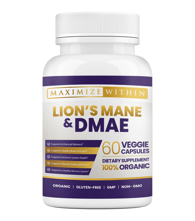 [Australia] - Maximize Within Lion's Mane & DMAE Capsules: Enhance Memory, Boost Mental Clarity, and Sharpen Focus - 60 Capsules for Maximum Cognitive Support 