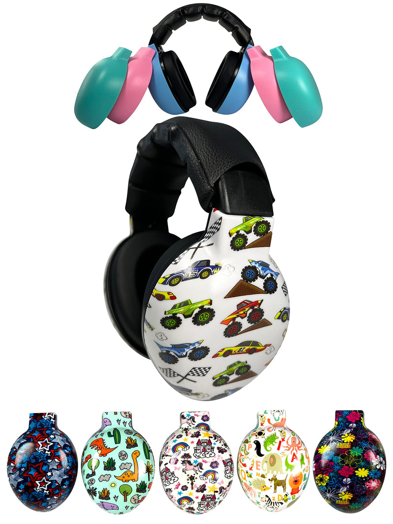 [Australia] - ZIPZ Baby & Toddler Earmuffs - Baby Headphones for Noise - ANSI-Certified Ear Protection - Safe for Soft Spots - 0-4 yrs Cars Trucks 