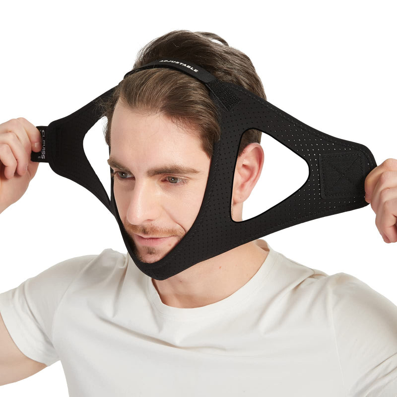 [Australia] - Anti Snoring Chin Strap for CPAP Users (Black) Black 