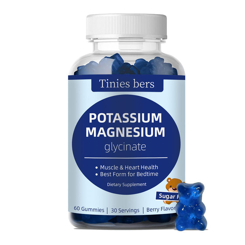 [Australia] - Potassium Magnesium Gummies, Potassium Gummies Sugar Free for Adults Kids, Support Leg Cramps & Muscle & Heart Health, Magnesium Glycinate Gummies Best for Bedtime, Vegan, Non-GMO, Berry Flavor, 60 60 Count (Pack of 1) 