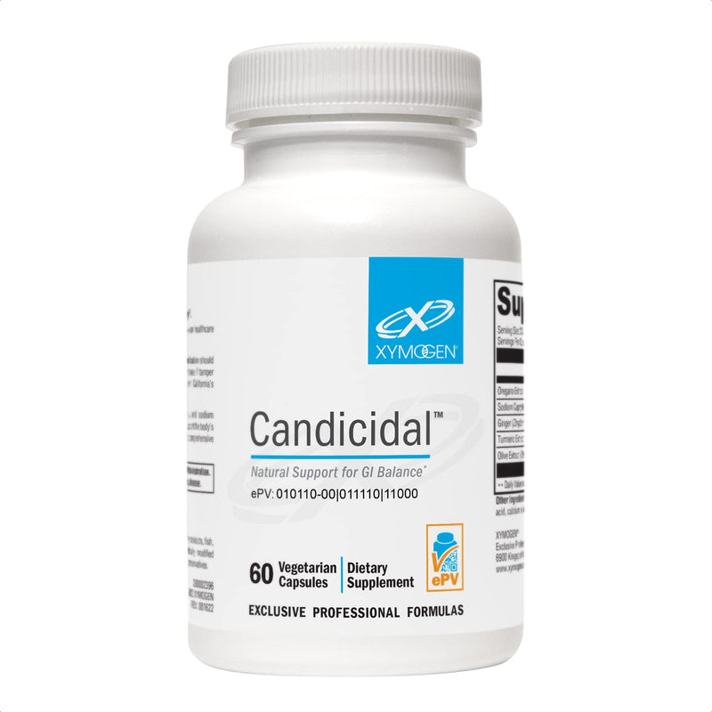 [Australia] - XYMOGEN Candicidal - Natural Support for Healthy Microbial Balance and GI Health - Oregano Extract, Sodium Caprylate, Ginger + Turmeric Extract, Olive Leaf Extract (60 Capsules) 