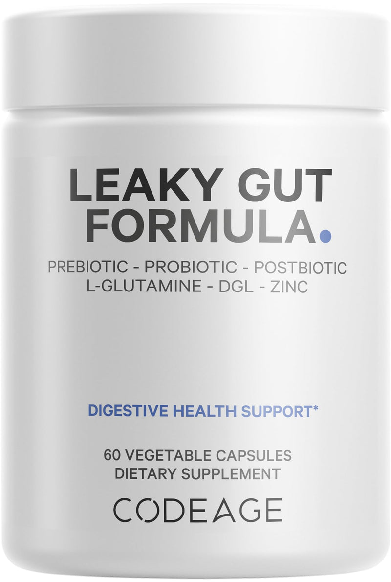 [Australia] - Codeage Leaky Gut, L-Glutamine for Gut Health Support, N-Acetylglucosamine Supplement, Probiotic, Butyric Acid, Polyphenols, Quercetin, DGL, Berberine, BioPerine, Cinnamon, Vegan, Non-GMO, 60 Capsules 60 Count (Pack of 1) 