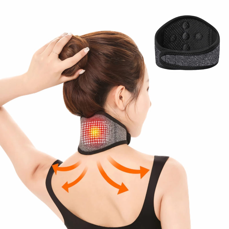 [Australia] - Self Heating Neck Brace for Men Women Magnetic Thermal Neck Wrap for Neck Arthritis Migraine Headaches Shoulders Back Spinal Pain Relief Therapy Adjustable Neck Support Neck Warmer Neck Protector 
