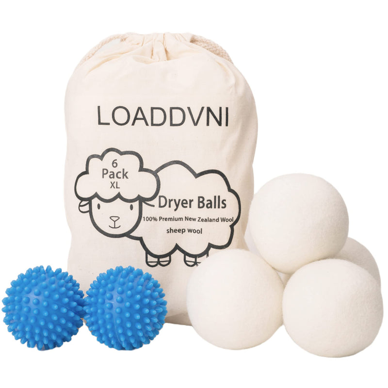 [Australia] - Upgraded Version Wool and Plastic Dryer Balls - XL, Natural Fabric Softener, Reusable, Reduces Clothing Wrinkles, Baby Safe & Chemical Free, Save Drying Time, Money, Energy. (Pack of 4+2) 