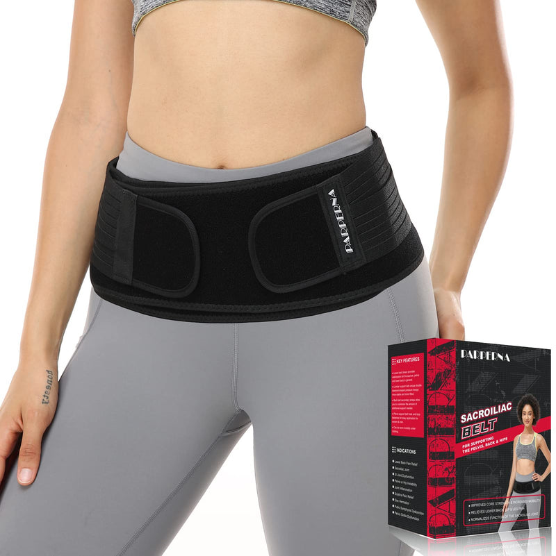 [Australia] - Sacroiliac SI Joint Hip Belt - Lower Back Support Brace for Men Women - Hip Braces for Hip Pain - Pelvic Support Belt - Trochanter Belt - Adjustable Sciatica Pelvis Lumbar Pain Relief ,REGULAR (Hip Size 30"-45") REGULAR (Hip Size 30-45 inch) Black 