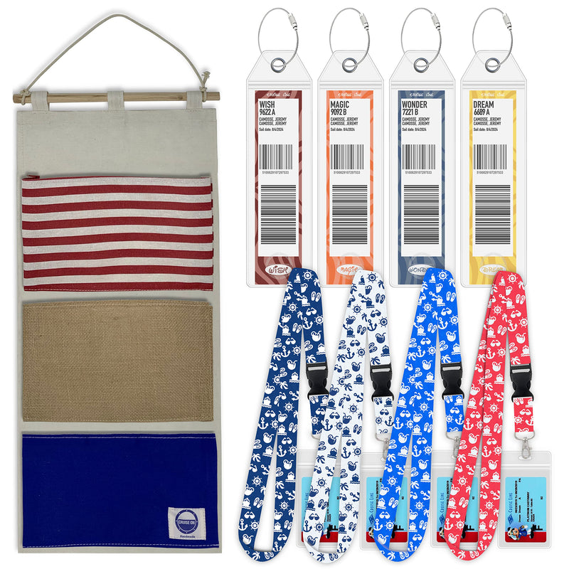 Disney Cruise Essentials (3 Items) Fish Extender, Luggage Tags [4] & Lanyards [4]