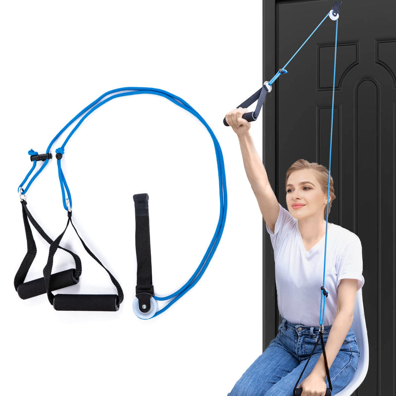 [Australia] - Shoulder Pulley Over The Door Physical Therapy System, Exercise Pulley for Physical Therapy, Alleviate Shoulder Pain and Facilitate Recovery from Surgery (Small door anchor - blue) 