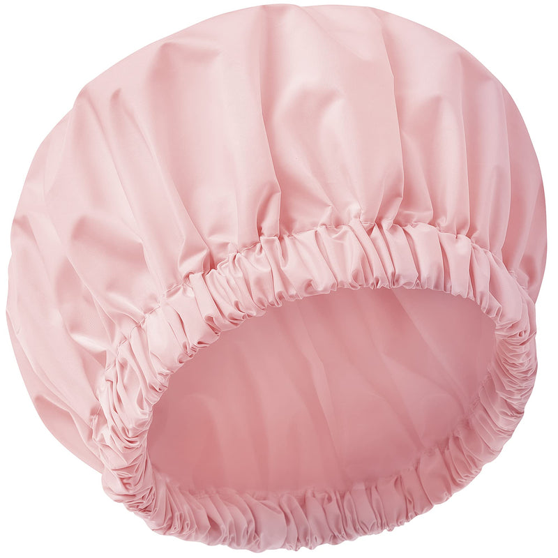 [Australia] - Reusable Shower Cap for Women, Large Waterproof Shower Bonnet Washable Elastic Band Bath Hair Hat for Long Hair, Braids(Pink) Pink 