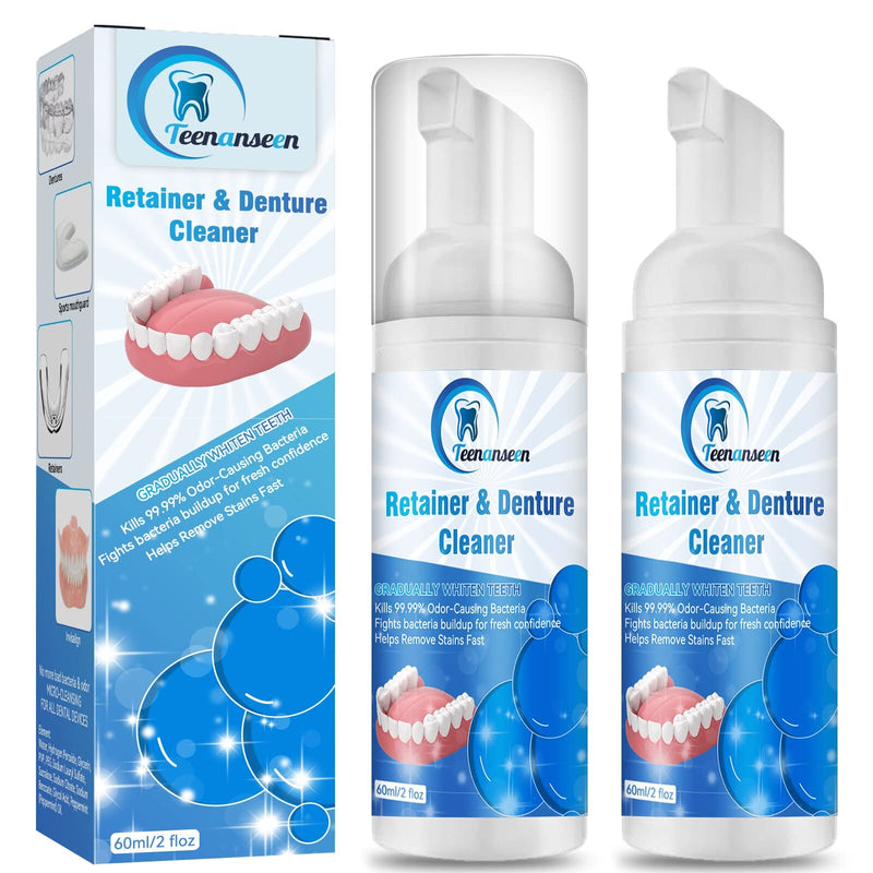 [Australia] - Aligner Cleaner, Denture Cleaner and Whitener Paste Foam Perfect for Sports Mouth Guard and Denture, Fast-Acting Alternative to Retainer Cleaner Tablets, Whitens Teeth and Fights Bad Breath 2 Pack 2 Fl Oz (Pack of 2) 