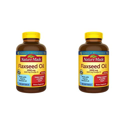 [Australia] - Nature Made Flaxseed Oil 1000 mg, Dietary Supplement for Heart Health Support, 180 Softgels (Pack of 2) 