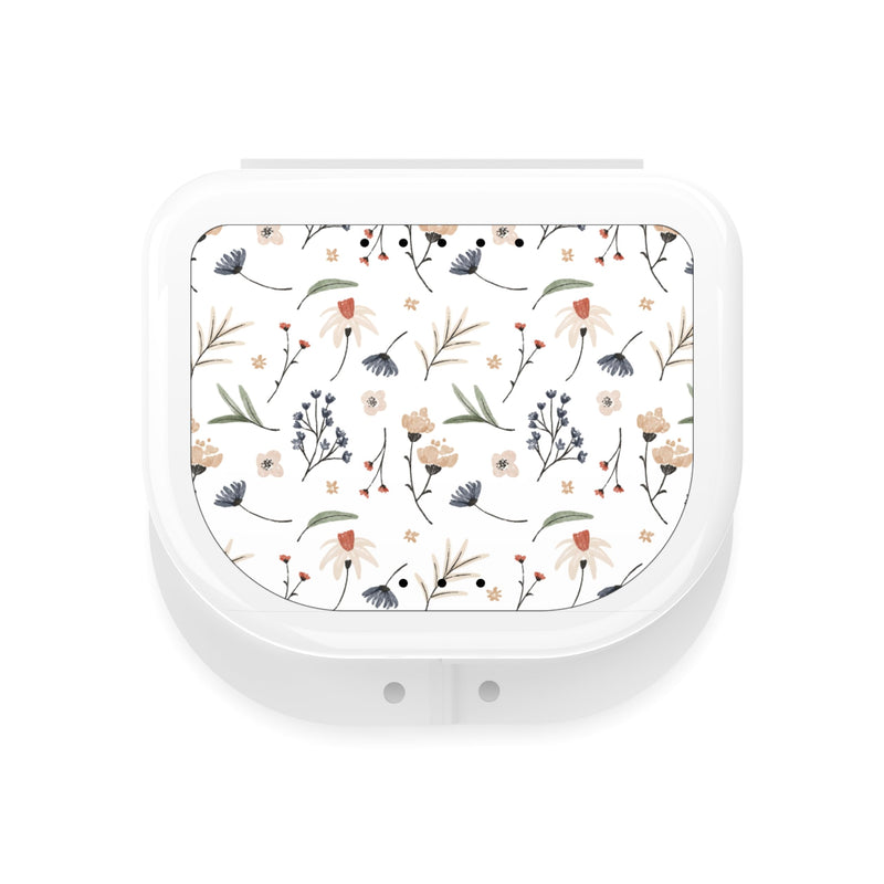 [Australia] - Retainer Cases Cute, Retainer Holder Case 1 Pack, Aligner Case with Colorful Novelty Cute Patterns, Night Guard Case with Floral Patterns (White) 