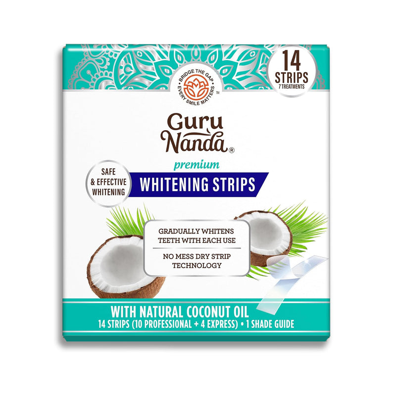 [Australia] - GuruNanda Teeth Whitening Strips - 7-Day Treatment with Non-Slip, Dry Strip Technology - Whitening Designed with Care for a Brighter Smile 14 Count (Pack of 1) 