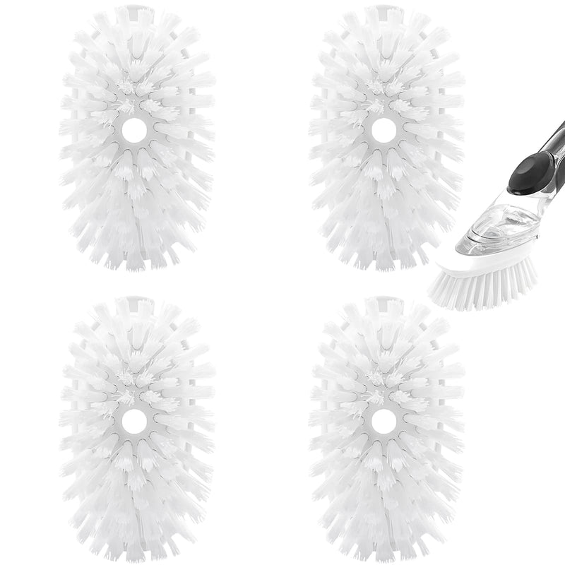 [Australia] - Brush Refills for OXO Dish Brush - 4 Pack Dish Brush Cleaning Soap Dispensing Head Replacement for Scrubber (White) 4-pack 