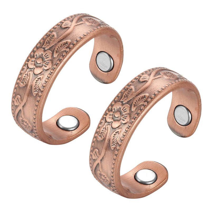 [Australia] - BioMag Magnetic Rings, Pure Copper Rings for Men Women, Adjustable Fingers Thumb Ring Jewelry Gift Copper B-2Pcs 