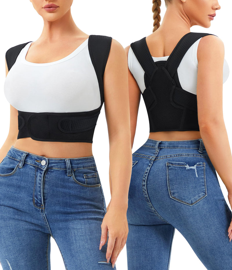 URSEXYLY Posture Corrector for Women and Men Adjustable Upper Back Brace Breathable Spine Support-Neck, Shoulder, Clavicle, Back Relief(M/L,Black) M/L Black