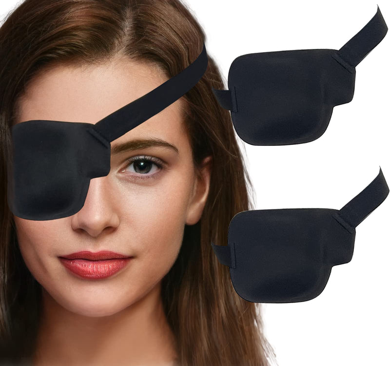 [Australia] - Eye Patches for Adults and Kids, 2 Pcs 3D Eye Patch Black Adjustable Medical Eyepatch for Lazy Eye Amblyopia Strabismus and After Surgery (Right Eye) Right Eye - Black 1 Count (Pack of 2) 