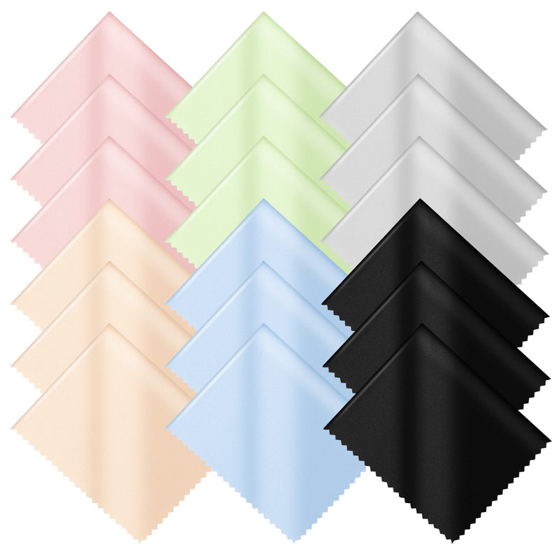 [Australia] - 18 Pack Microfiber Cleaning Cloths (7" x 6") Multicolor Glasses Cleaning Cloth for Eyeglasses, Camera Lens, Cell Phones, Laptops, LCD TV Screens and More 18 Pack 6" x 7" 