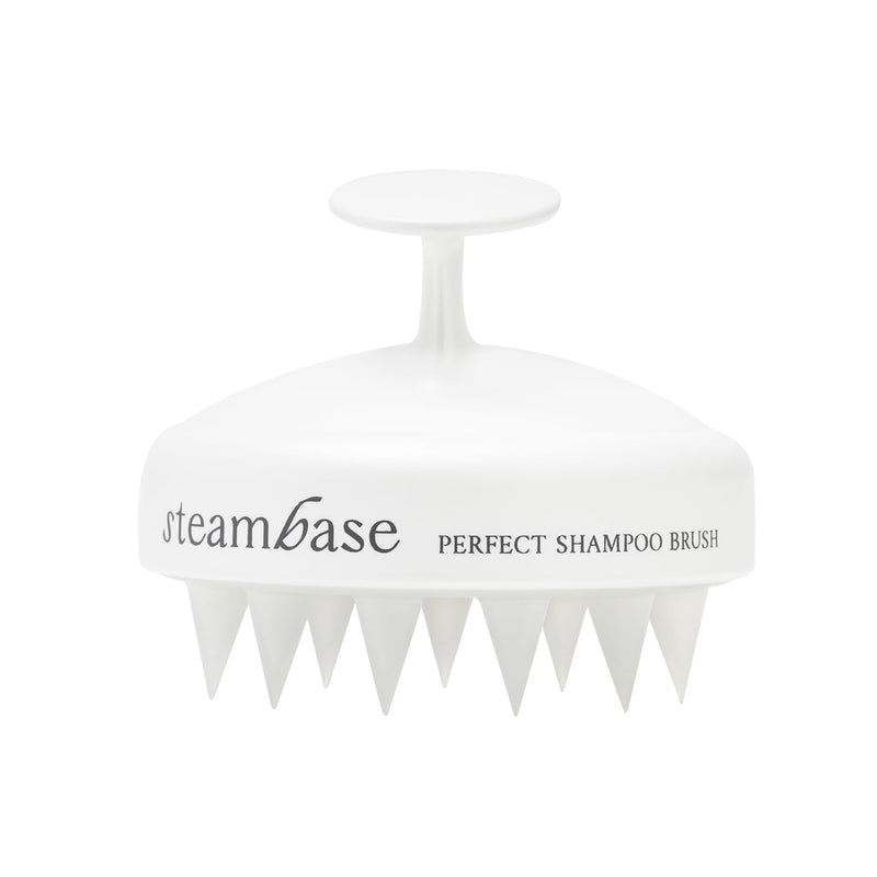 [Australia] - STEAMBASE Perfect Shampoo Brush | Ergonomic Scalp Massager, Scrubber, Exfoliator for Sebum & Dandruff Removal | Soft Silicone Bristles | Dry, Oily, Itchy Scalps, Wet or Dry Hair | White, 1 Count 