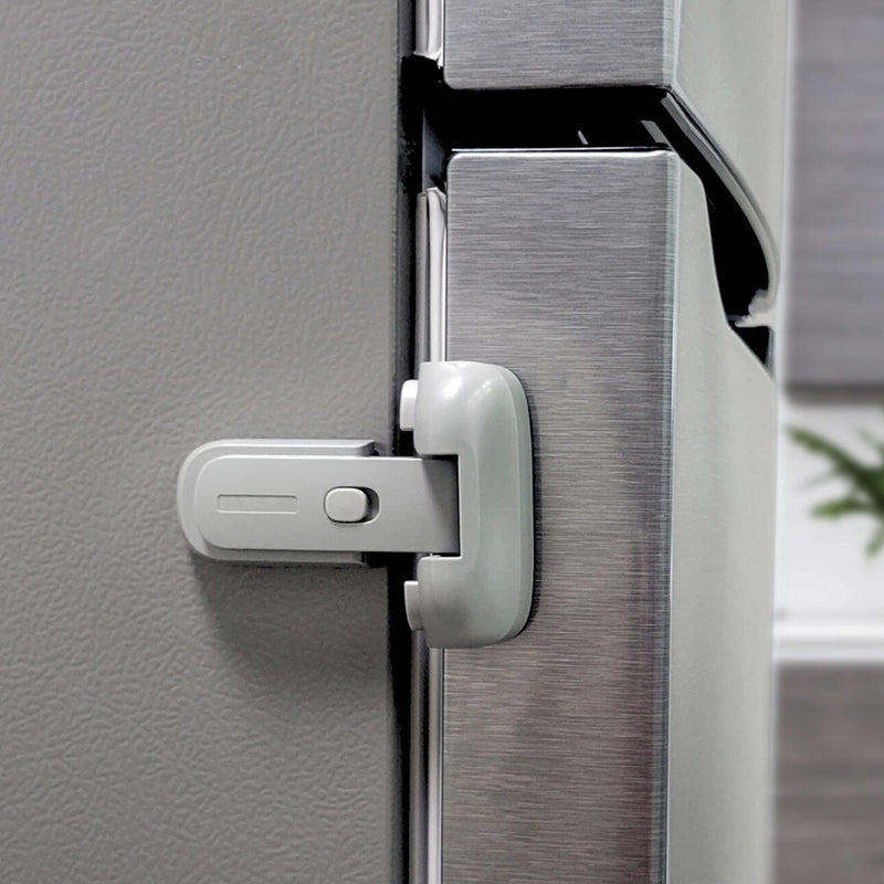 [Australia] - One-handed Operation Fridge Lock Child Proof, Refrigerator/Fridge/Freezer Latches to Keep Door Closed, 3M VHB Tape, No Tools Need, Grey, by Heart of Tafiti 