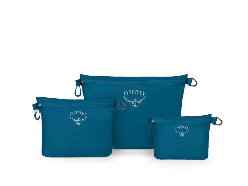 Osprey Ultralight Zipper Pouch Small, Medium, Large set Waterfront Blue