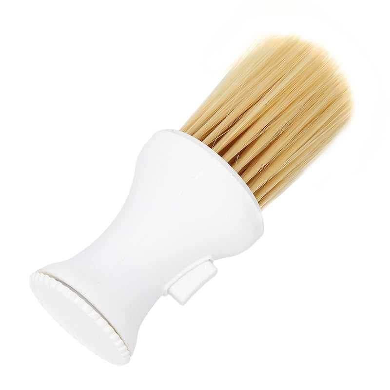 Neck Duster, Soft Barber Powder Brush Haircutting Cleaning Brush Hairbrush Neck Duster with Powder Dispenser for Neckline and Ears After Haircut(White)